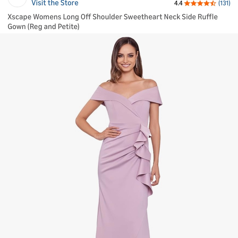 Xscape One Shoulder Ruffle Dress - Lavender